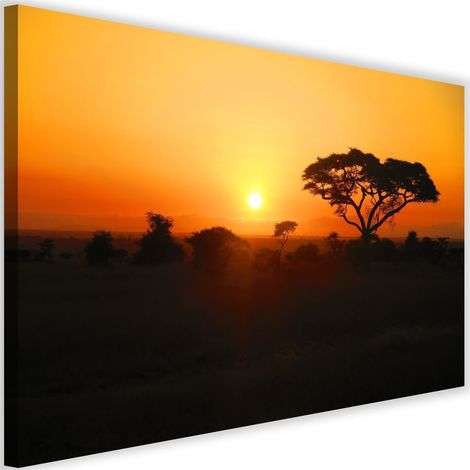 Tableau sur toile Afrique Arbre Coucher de soleil 90x60 (1/5)
