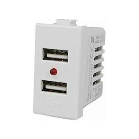 Modulo Caricatore 2 Porte USB 2,1A Bianco Compatibile Matix SD61760 (1/3)