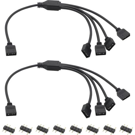 Cable Répartiteur ARGB - 1 Vers 4 - 5 V 3 Broches - Pour Synchronisation LED Adressable PC et Décoration - Lot de 2 (1/5)