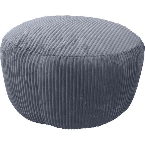 Relaxdays Pouf, Cord, HxD: 35 x 50 cm, Polystyrol-Füllung, Bodensitzkissen rund, Wohnzimmer Hocker, Sitzpouf, dunkelgrau