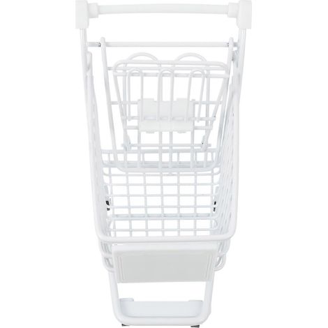 Mini chariot de courses blanc, fabriqué dans un matériau durable, peut servir de décoration. (1/5)