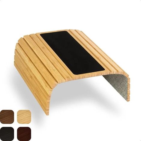Table Accoudoir Canapé Flexible en Bambou, Plateau Antidérapant 41x34 cm. Idéal comme tapis de souris, pour boissons, snac - Naturel (1/5)
