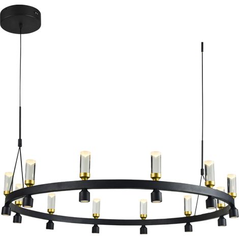 Lampada a sospensione Almelo nera/oro LED 50,4W Italux