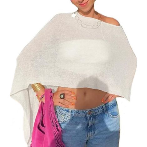Poncho da donna in maglia trasparente - Leggero e trasparente - Per l'estate e la spiaggia (1/5)