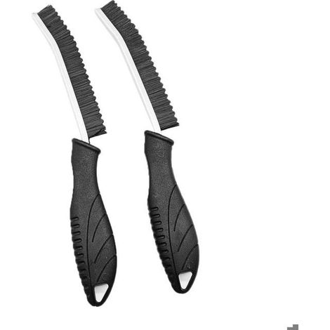 Brosse à joints à long manche, lot de 2, brosse de nettoyage pour piscines, murs, douches, salles de bains, carrelage. (1/4)