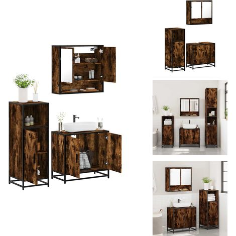 Ensemble de meubles de salle de bain 3 pcs Chêne fumé - Ensemble De Meubles De Salle De Bain - Ensembles De Meubles De Salle De Bain - Armoire De Salle De Bain - Armoire De Rangement De Salle De Bain (1/5)