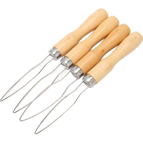 Ensemble de 4 crochets à bouton, manche en bois, outil d'assistance semi-flexible en fil d'acier inoxydable, adapté aux personnes âgées souffrant d'arthrite.