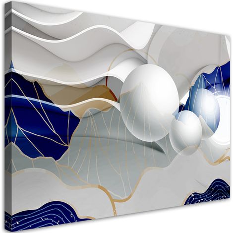 Quadro su tela, Astrazione blu con palline 3D - 90x60 (1/4)