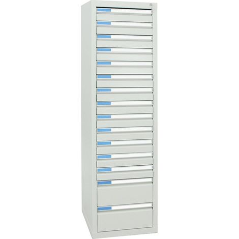 Stumpf Schubladenschrank Serie ESTA, 15 Schubladen lichtgrau (13x100, 2x200mm) (1/2)