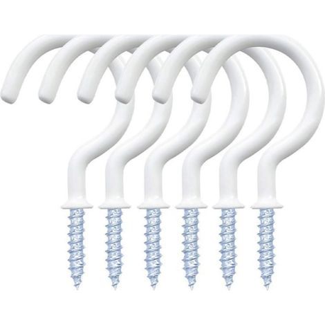 Lot de 12 crochets à vis, crochets de plafond en forme de tasse, support mural robuste en plastique pour plantes suspendues (7,3 cm, blanc) (1/5)