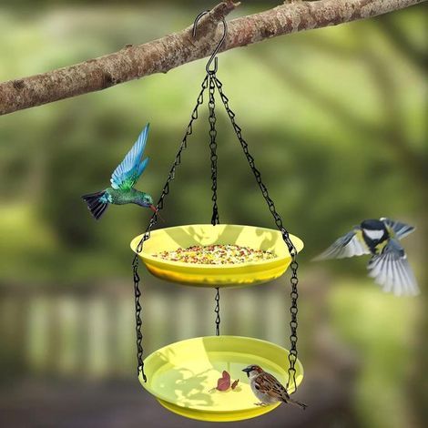 Bird bathing tub with metal hook - easily hung with a chain - garden decoration - outdoor bird feeder - patio hummingbird feeder - 22223 cm - suitable for gardens, patios, or lawns for feeding birds - (1/5)