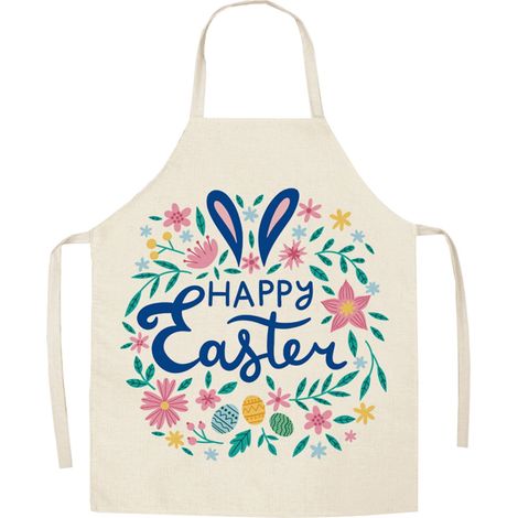 Tablier De Cuisine - Polyester Imprimé Thème Pâques - Pour Adulte - Usage Multifonctionnel En Intérieur Et En Extérieur - 65 x 75 cm - 1 Pièce (1/5)