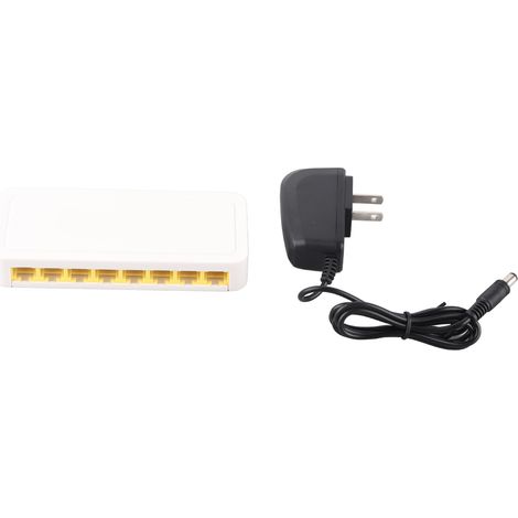 Commutateur Ethernet 8 ports professionnel, fonctionnement silencieux, Plug and Play, répartiteur LAN RJ45 pour bureau à domicile, 100‑240V fiche US (1/5)