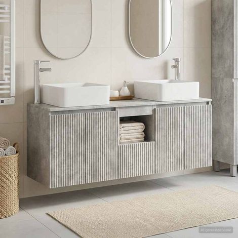 vidaXL Bathroom Cabinet Set 3 pcs Concrete Grey 135 x 35 x 80 cm (1/5)