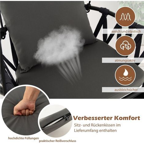 Hangesessel mit gestell faltbarer hangestuhl mit gemutlichen sitz und ruckenkissen