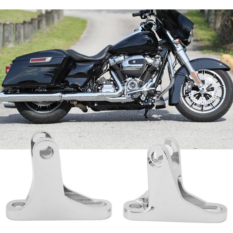 Support de mini repose-pieds passager accessoire moto, vendu par paire, compatible avec Touring Street Electra Glide 1993-2023 (référence : support de repose-pieds arrière, argent). (1/5)