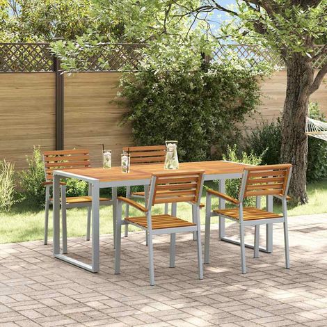 Conjunto de Comedor de Jardín 5 pcs Gris vidaXL (1/5)