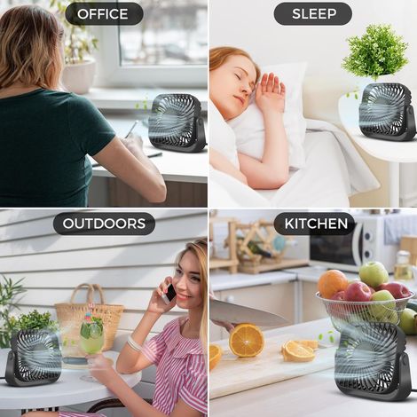 Ventilatore da Tavolo USB Silenzioso 3 Velocità – Design Moderno Compatto Nero, Rotazione 360° – Ideale per Ufficio e Camera da Letto (1/3)