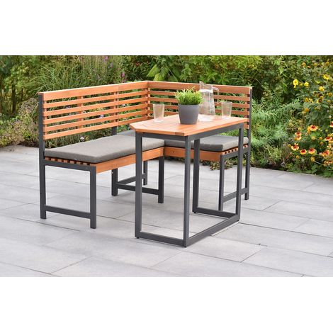 Eckbank Set, Eckbank, mit Auflagen u.grau, 1Klappentisch