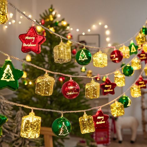 6m LED string lights, 40 LEDs, ambient decoration for Christmas tree (battery operated, constant light + flashing) (1/5)