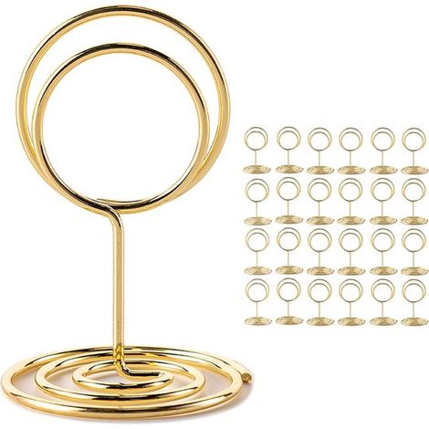 Juego de 26 piezas con portanúmeros de mesa，marcos de fotos de malla metálica，adecuados para bodas，fiestas y cumpleaños (color dorado) (1/2)