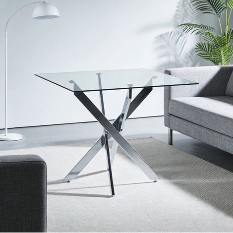 Esstisch aus Glas und Metall silber OKMYHOME (1/4)