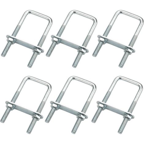 6 Pièces Boulons en U Carrés Acier, M8 40 x 100 mm Boulon Carré en U, U-Bolts Avec Écrous et Plaque de Cadre, Bride de Fixation, Étrier de Fixation en U Bolt, pour Remorquage, Fixation Tuyaus, Bateau