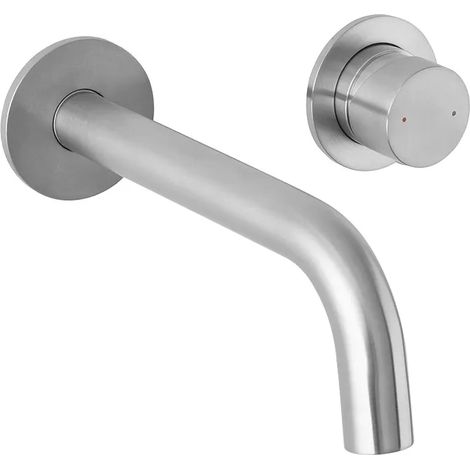 Miscelatore lavabo a muro satinato senza leva in acciaio inox Gemini (1/5)