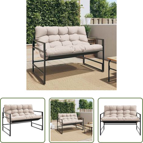 vidaXL Sitzbank - Gartenbank mit Kissen Taupe 113 cm Stahl (1/5)