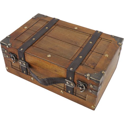 Coffre en bois Portable Vintage en détresse multifonctionnel coffre de rangement en bois sac à main pour vêtements jouets accessoire Photo petit (1/5)
