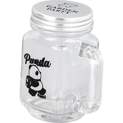 Pot en verre transparent à motif panda, anse épaisse, couvercle hermétique, résistant aux hautes températures, mini pot à yaourt idéal pour les voyages, la famille et le bureau. Panda marcheur (1/5)
