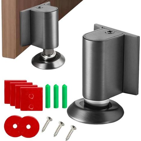 Tope magnético para puertas,Retenedor de puerta,Mantiene las puertas abiertas,Altura ajustable,Color plateado (1/5)