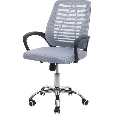 Sedia ufficio poltrona studio conferenza HHG-203 89-97x60x57cm tessuto a rete grigio