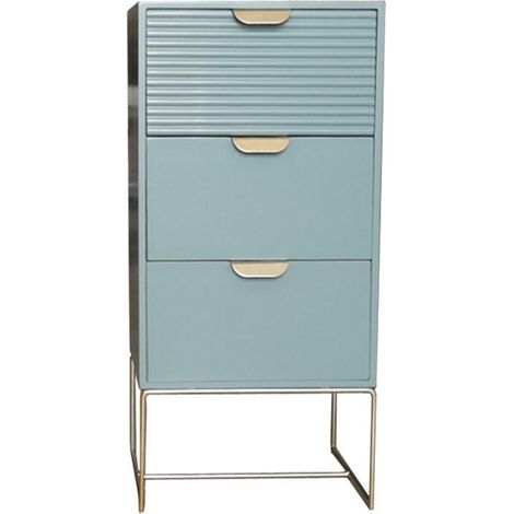 3 Drawer Bedside Table - Wood - L24 x W30 x H64 cm - Green