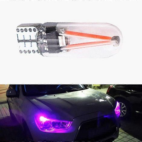 Lot de 2 ampoules LED COB T10 168 194 W5W en verre violet, compatibles Canbus, à économie d'énergie, pour plaque d'immatriculation (accessoires auto). (1/5)