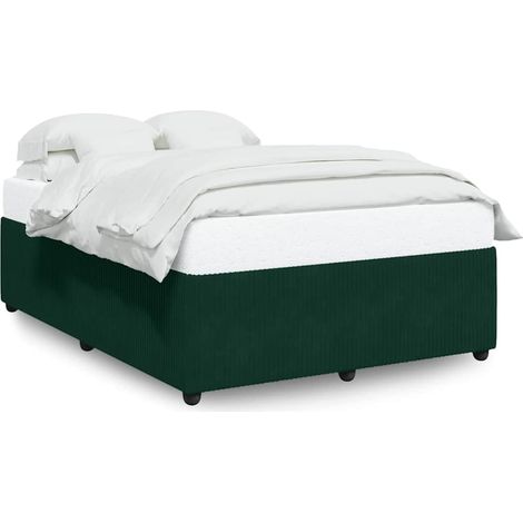 Lit double  Lit adulte  Cadre de lit sans matelas vert foncé 160x200 cm velours (1/5)