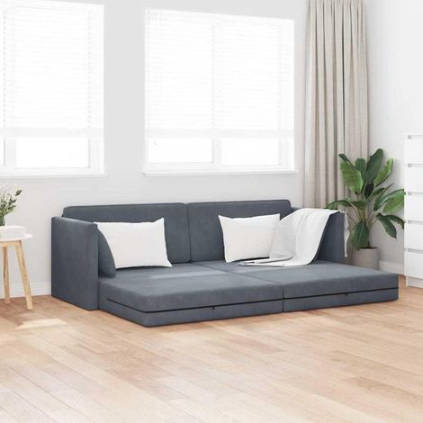 Schlafsofa Bodensofa Dunkelgrau Samt 213x76cm (1/5)