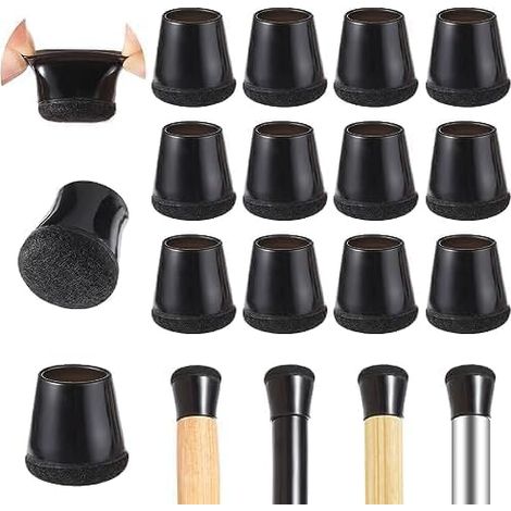 40 Pcs Embout Pied de Chaise, Patin de Chaise Élastique Protection Pied Chaise en Feutre, 21-30MM Tampon de Chaise pour Protéger Les Pieds de Table Éviter Les Rayures au Sol (Moyen, Noir) (1/5)