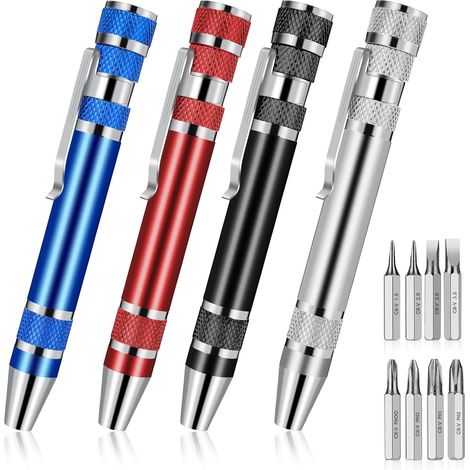 Tournevis stylo 8 en 1 (4 pièces), mini tournevis, tournevis de poche magnétique, embout cruciforme (1/5)