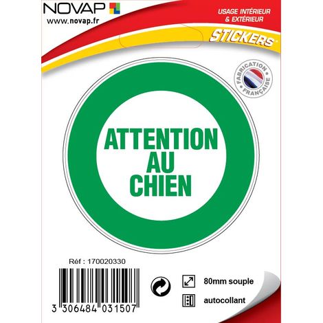 Panneau Attention au chien - Vinyle adhésif Ø80mm - 4031507