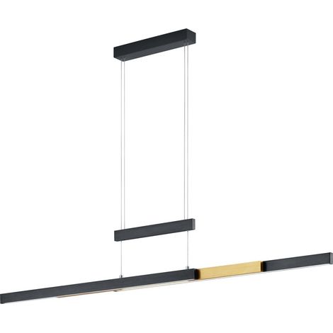 Suspension LED moderne noire et bois clair 45W réglable AVERON Trio (1/4)