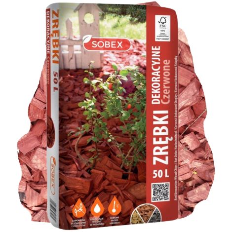 Virutas de madera decorativas rojas 50L