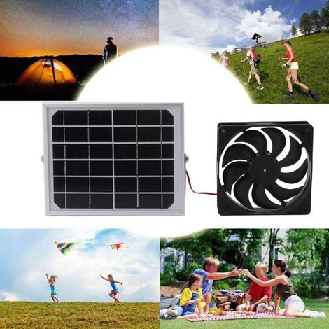 Ventilateur de support 10W 12V, panneau solaire monocristallin et ventilateur de châssis pour poulailler, ventilation de voiture (1/5)