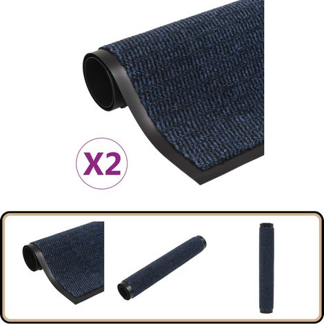 Paillassons rectangulaires 2 pcs 80 x 120 cm Bleu - Tapis D'entrée - Paillasson - Tapis Absorbant - Tapis Extérieur - Nettoyage Sols