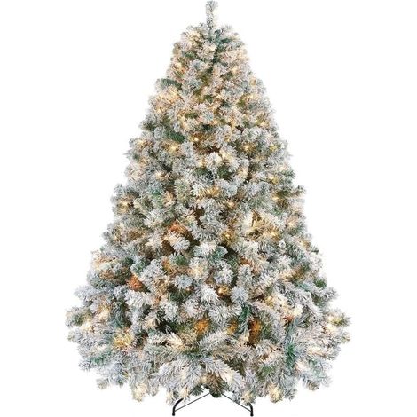 Sapin de Noël 140 cm flocons de neige, lampes blanc chaud, intérieur et extérieur (1/5)