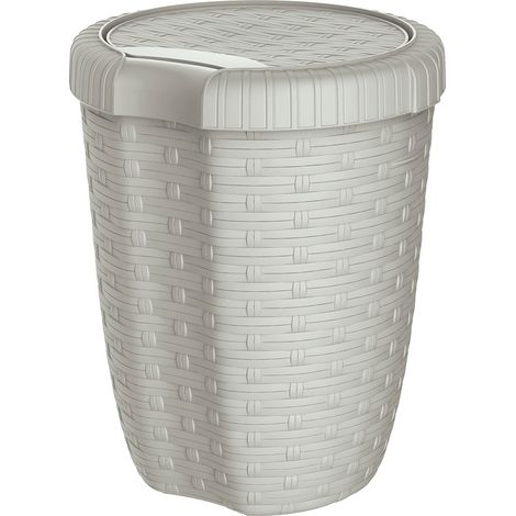 Seau avec couvercle 8l. ø23x h.29cm couleur crème imitation osier/rattan mondex (1/2)