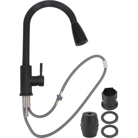 Robinet de cuisine extractible en acier inoxydable noir, robinet universel 360° rotatif pour évier (1/5)