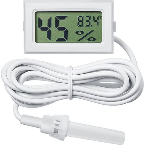 Mini thermomètre et hygromètre numérique avec sonde, affichage Fahrenheit (blanc) (1/5)