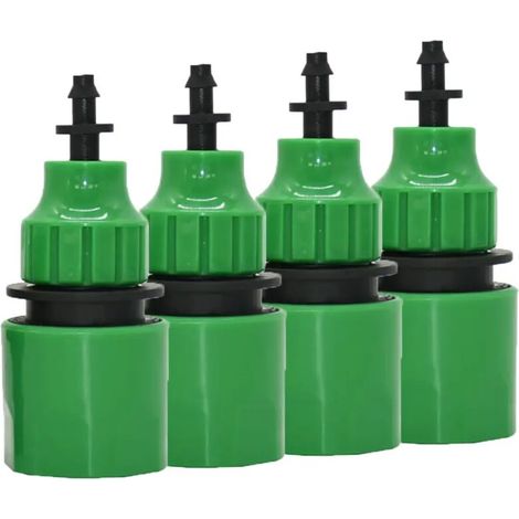 (D) Adaptateur à raccord rapide avec connecteur à barbes de 1/4" (4 mm) ou 3/8" (8 mm) pour l'irrigation, l'arrosage de jardin et les outils de jardinage en serre (1/4)