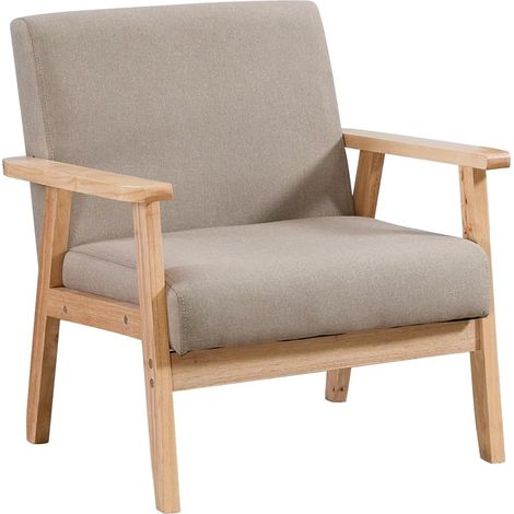 Armchair Wood Frame Accent Chair for Living Room Armchair Home Furniture (Tan)